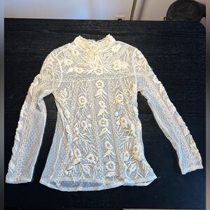 Zara Cream Floral Lace Blouse